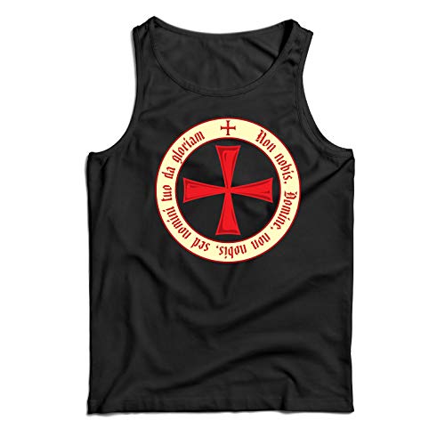 lepni.me Camisetas de Tirantes para Hombre El Código de los Templarios Orden de Caballero Cristiano, Cruz del Cruzado (Large Negro Multicolor)