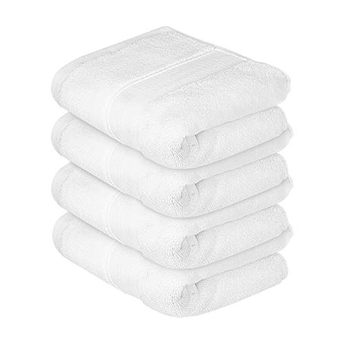 Lirex Juego de Toallas, Pack de 4 35 x 75 cm Toallas de Manos Premium Ultra Suaves Juego Toallas 650GSM para Baño, Hand Towel de 100% Algodón - Blanco