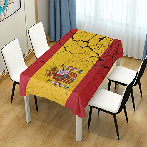 LIUBT Mantel rectangular retro de la bandera de España para bodas, fiestas, comedores, pícnics, cocina, lavable, 152 cm de ancho x 224 cm de largo