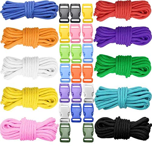 liuer 20PCS Hebillas de Plástico Cierre de Hebillas para Pulseras Paracord 10 Cuerda de Paracord para Tienda de paracaídas Cuerda Multifuncional Cuerda de Supervivencia al Aire Libre Cuerda Cordón