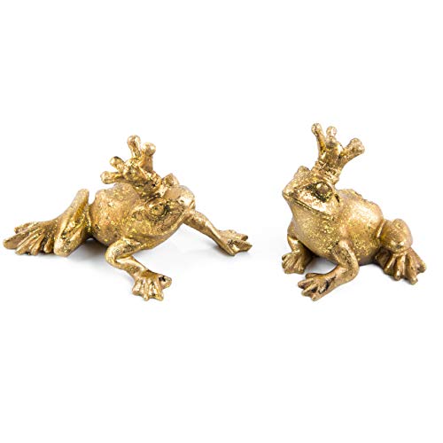 Logbuch-Verlag juego de 2 figuras de ranas doradas - portador de la suerte - regalo - símbolo