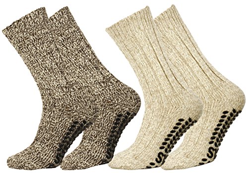 Lote de 2 o 4 pares de calcetines noruegos en lana con puntos antideslizantes 2 Paires 39/42