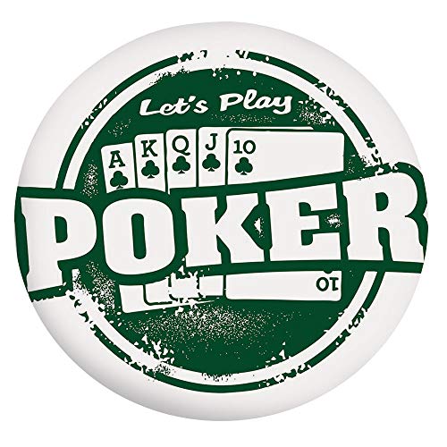 Mantel ajustable de poliéster con bordes elásticos, sello Lets Play Poker Royal Flush Grunge vintage, para mesas redondas de 60,96 cm, para decoración de mesa de cocina, comedor, color verde y blanco