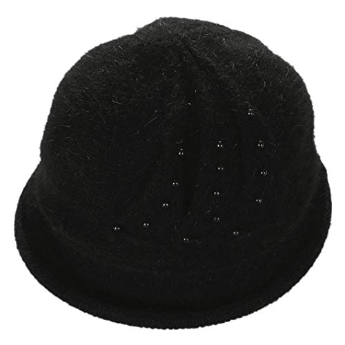 Marlon Nancy Creíble nuevo cálido capucha ganchillo sombrero mujer punto gorro invierno sombrero (None BK)