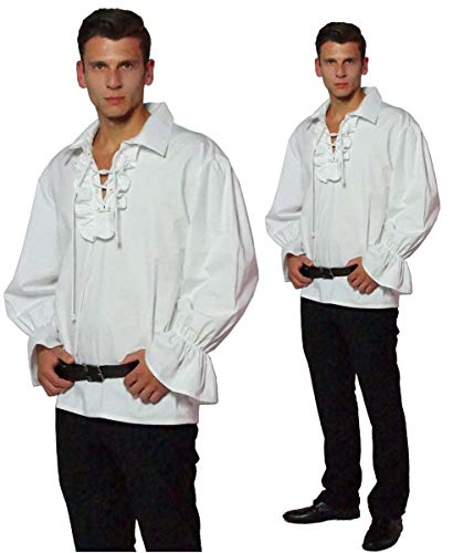Maylynn 13711-L - Camisa de Pirata Medieval con Volantes de algodón, Talla L, Blanca