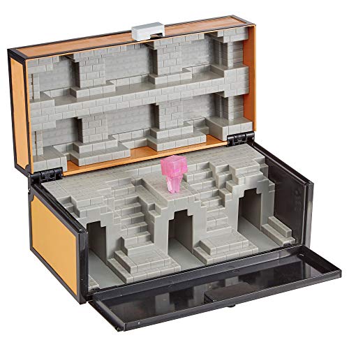 Minecraft Cofre maletín para almacenar figuras de juguete, incluye muñeco de Enderman teletransporte (Mattel GTP32)