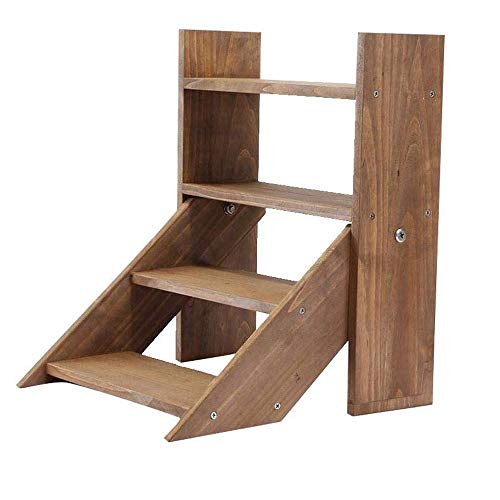 Mini soporte de madera Flor, 4 niveles de madera estante de exhibición de pequeña escala de madera Tiesto soporte adecuado for la Sala de Exposiciones Sala de estar Balcón-30 * 29 * 35cm