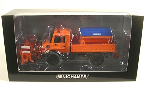 Minichamps 1:43 Escala Mercedes Benz Unimog 1300 L Schneepflug Coche con Movable Plough (Naranja)