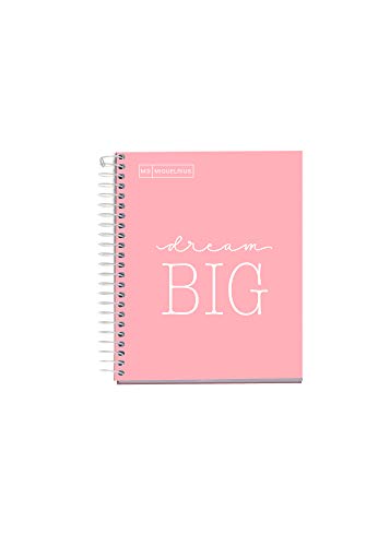 MIQUELRIUS - Cuaderno Notebook Messages - 1 franja de color, A5, 100 Hojas cuadriculadas de 5mm, Papel 90 g, 2 Taladros, Cubierta de Cartón Extra Duro, Color Rosa
