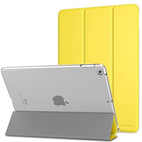 MoKo Funda para 2018/2017 iPad 9.7 6th/5th Generation - Ultra Slim Función de Soporte Protectora Plegable Smart Cover Trasera Transparente Durable - Limón Amarillo (Auto Sueño/Estela)