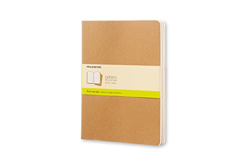 Moleskine - Cahier Journal, Set de 3 Cuadernos con Páginas Blancas, Cubierta de Cartón, Tamaño Extra Grande 19 x 25 cm, Color Kraft Marrón, 120 Páginas