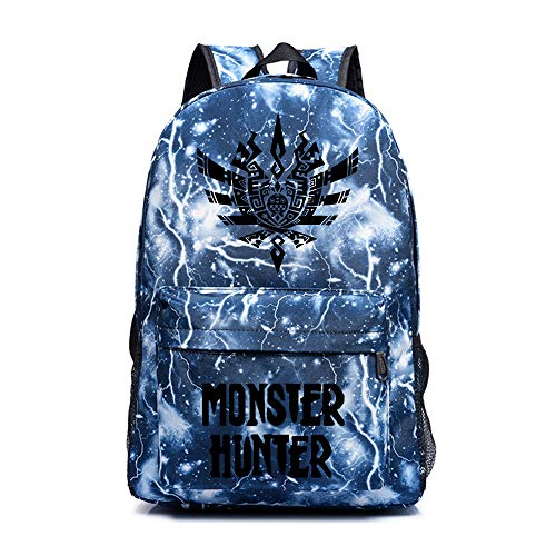 Monster Hunter World Estuche de Lápices Resistente al Agua Escuela de Escolar Impresión Mochila Mochila Ocio for niños y niñas Unisex (Color : Blue03, Size : 30 X 14 X 45cm)