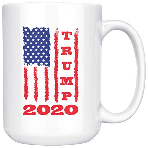 N\A Trump 2020 Taza de café con Bandera de EE. UU, 11 oz, Regalos para republicanos Conservadores