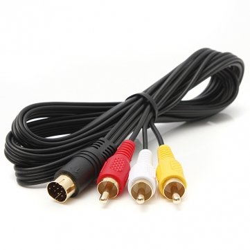 Obsidian Audio Video AV Cable Fits Sega Saturn A/V 1.8m 6ft RCA Connection Cord 1.8m Negro Cable de Audio