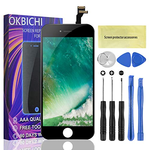 OKBICHI Pantalla LCD Táctil Reemplazo para iPhone 6 (4.7"), Ensamblaje de Marco Digitalizador con Herramienta de reparación y Protector de Pantalla (Nergo)