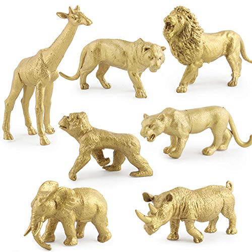 OKwife 7 unids/Set simulación Mini Salvaje zoológico Figura de Animal Modelo PVC plástico León Tigre Juguete