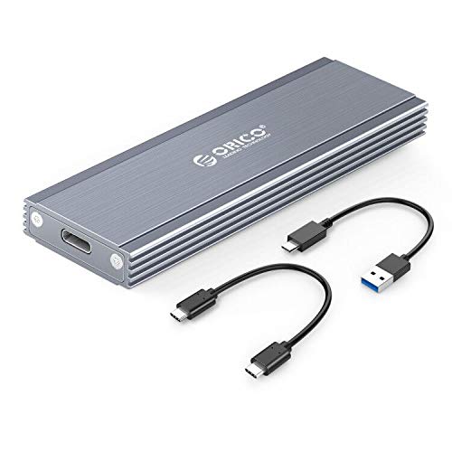 ORICO Carcasa Externa SSD M.2 NVME Caja de Aluminio und Adaptador de PCIe a USB 3.1 (Gen2, 10 Gbit/s) para PCIe M-Key & M+B Key SSD 2230/2242/2260/2280, Función de sueño Inteligente(Gris)