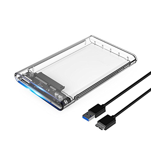 ORICO USB 3.0 2.5 Inch Caja Disco Duro Externo, SATA 3.0 a USB 3.0 5 GB/s, Transparente para HDD/SSD de 7mm y 9.5mm (Sopporta UASP), Libre de Herramienta, LED Indicador
