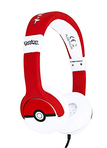 OTL Technologies Pokemon Pokeball - Auriculares con Cable para niños, Color Rojo