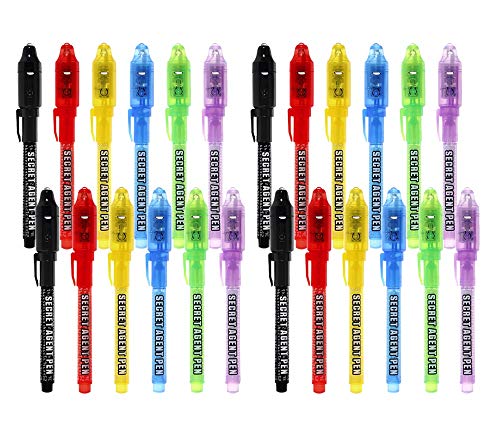 pack 24 Bolígrafo de Tinta Invisible lápiz espía con rotulador mágico de luz UV para Mensajes Secretos y Fiestas para Cumpleaños Infantiles Festival de Fiesta