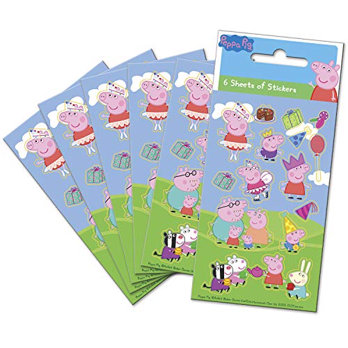 Paper Projects 01.70.15.035 Peppa Pig Paquete de pegatinas para bolsas de fiesta (6 hojas), 12,5 cm x 7,5 cm