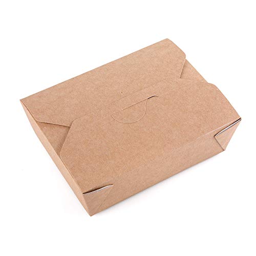 Paquete de 50 cajas desechables de papel kraft para comida rápida, a prueba de fugas (50, 900 ml)