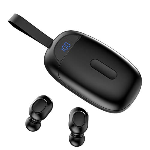 PECHTY Auriculares Bluetooth, Auriculares inalámbricos Bluetooth 5.0, In-Ear Auriculares Deportivos Pantalla LCD IPX7 Impermeable con Cargador portátil y micrófono para iPhone y Android