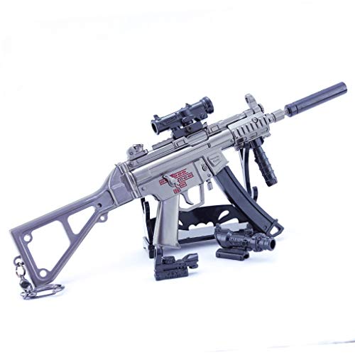 QIDUDZ 1/4 escala miniatura MP5K subametralladora de metal modelo de armas llavero de arte juguetes colgante decoración de escritorio accesorio de fiesta suministros para niños