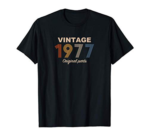Retro 44 Años Nacido en 1977 Original Parts 44 Cumpleaños Camiseta