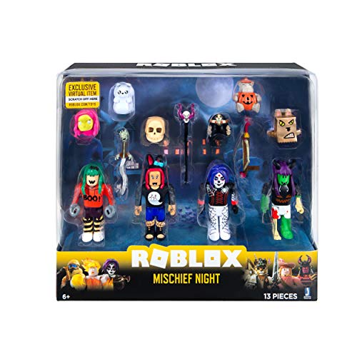 Roblox ROG0126 Mischief Night - Juego de 4 Figuras de acción con 4 Figuras, Accesorios y código de Juego para niños a Partir de 6 años