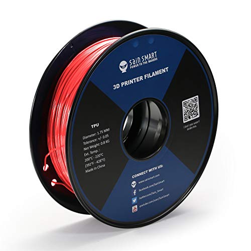 SainSmart Poliuretano termoplástico de color neón, 1,75 mm, flexible TPU 3D Filamento 800 g, precisión dimensional +/- 0,05 mm, escarlata neón, un color rojo vivo