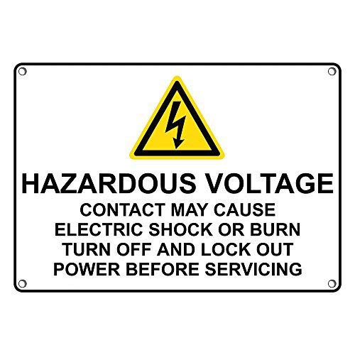 Señal de Advertencia y Placa de Aluminio para casa de Propiedad privada, 20 x 30 cm, con Mensaje en inglés Hazardous Voltage Contact May Cause Warning Signs and Plaque