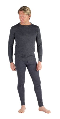 Set de ropa interior térmica para hombre de Sock Uwear, para hombre, camiseta de manga larga y calzoncillos largos, hombre, color gris oscuro, tamaño Chest: 36-38 Inch | 91-96 Cms [Medium]