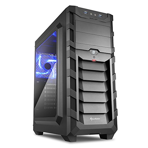 Sharkoon SGC1 WINDOW - Caja de Ordenador, PC Gaming, Semitorre ATX, Negro/Azul