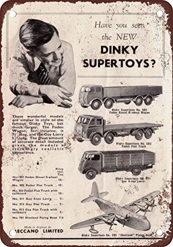 SIGNCHAT 1947 Dinky Supertoys - Cartel de Metal (20,3 x 30,5 cm)