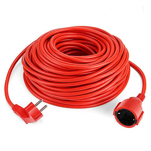 SIMBR Alargador Electrico 30m Cable de Corriente IP20 H05VV para Exteriores Prolongador Electrico de Color Rojo