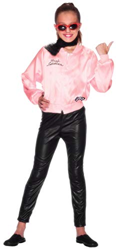 Smiffys-27490S Cantante Licenciado Oficialmente Cazadora de Las Pink Ladies de Grease, Rosa, con Logotipo, Color Rosado, S-Edad 4-6 años (Smiffy'S 27490S)
