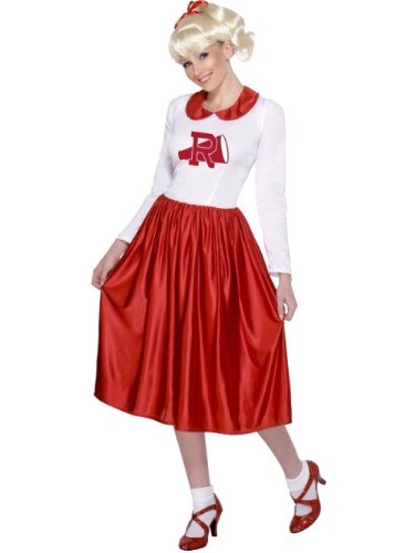 Smiffy's Smiffys- Licenciado Oficialmente Disfraz de Sandy de Grease, Rojo y Blanco, con Vestido, Color, M - EU Tamaño 40-42 29797