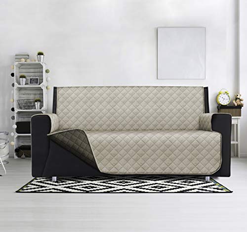 SOPHIE - Funda acolchada para sofá de 2 plazas, impermeable, reversible, modelo Lello (rojo/pardo, sofá de 223 x 180 cm)