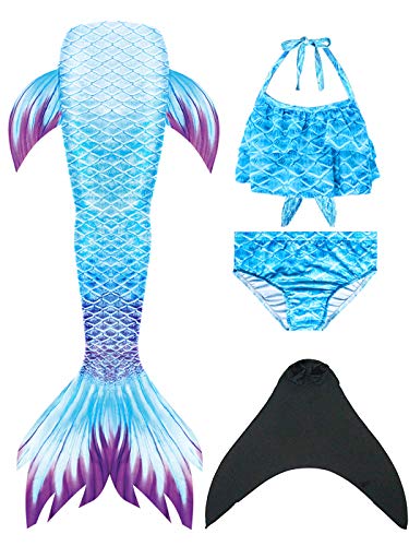 SPEEDEVE Niñas Disfraz de Sirena con Aleta para Nadar,G1,140cm
