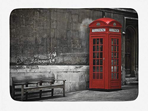 Súper Suave Alfombra Antideslizante Famoso arranque del teléfono británico en las calles de Londres importantes de la ciudad Foto de la vida urbana Piso Baño Alfombra Lavable a Máquina-80 X60 cm