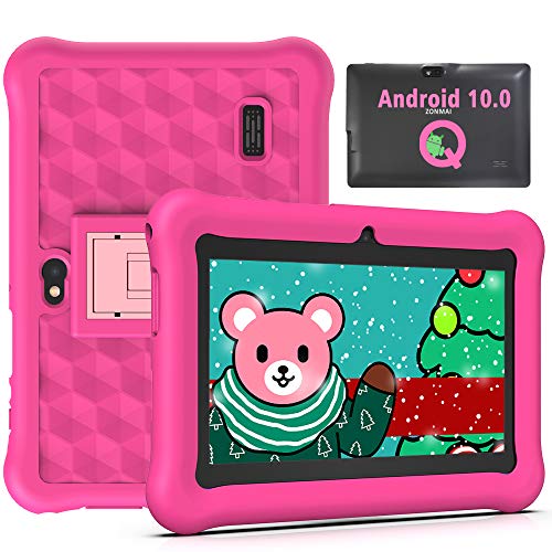 Tablet para Niños 7 Pulgadas Android 10.0 Google Certified Playstore, 2GB RAM 32GB ROM Ampliable hasta 128GB, Tablet de Niños con WiFi Juegos Educativos Kid-Proof Funda (Rosa)