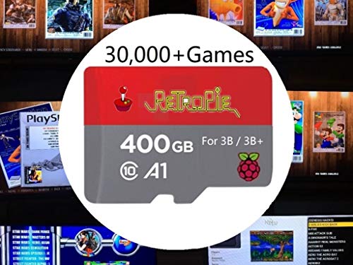 TAPDRA Tarjeta SD RetroPie de 400 GB para Raspberry Pi 3 B + con más de 30000 Juegos para más de 30 Sistemas, Juegos de estación de emulación Disponibles Plug & Play