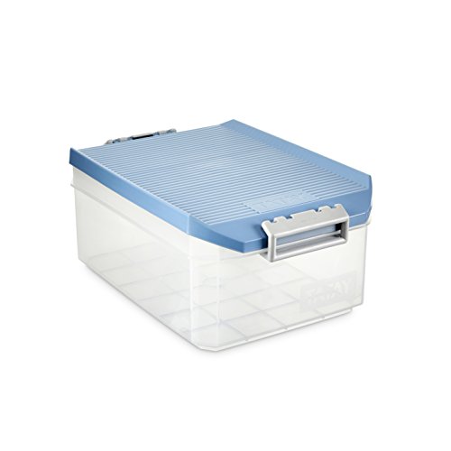 TATAY 1150207 - Caja de Almacenamiento Multiusos con Tapa, 4.5l de Capacidad, Plástico Polipropileno Libre de BPA, Azul, 12 x 30 x 19 cm