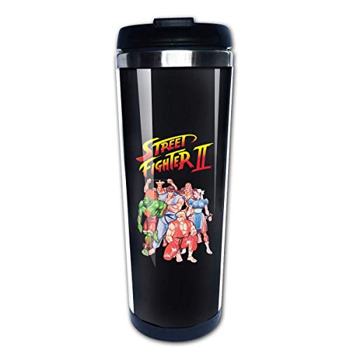 Taza de agua multifuncional de acero inoxidable con tapa taza de vaso de café con aislamiento térmico de doble capa Street Fighter II Video Game Inspired