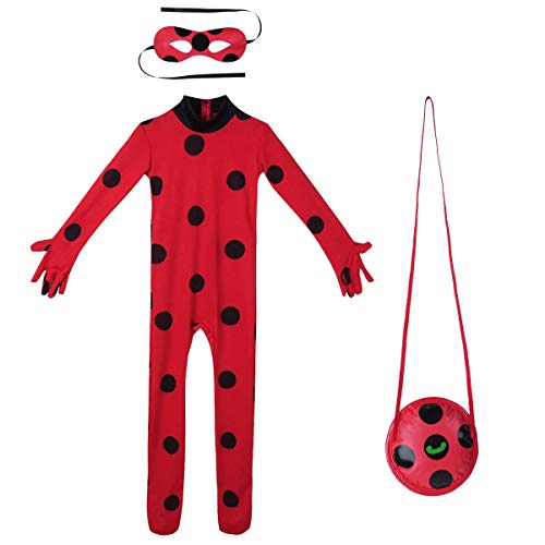 URAQT Niño Ladybug, Disfraz de Cat Noir, Mono de Superhéroe de Cosplay para Niños
