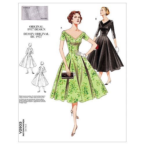 Vogue 2903 - Patrones de Costura (Vestido para Mujer, Tallas 32-48, Instrucciones en inglés)