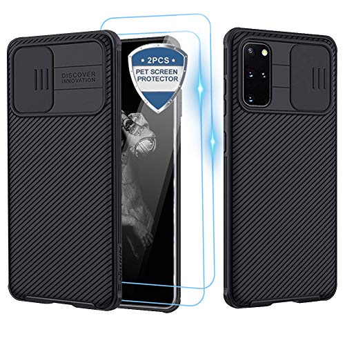 XCYYOO Funda para Samsung Galaxy S20 PLUS/S20 Plus(5G),[Protección de la cámara] [2 Pack Protector Pantalla ] Deslizante Cámara Proteger Ultra-Delgado PC Prueba Polvo Antideslizante Anti-arañazos