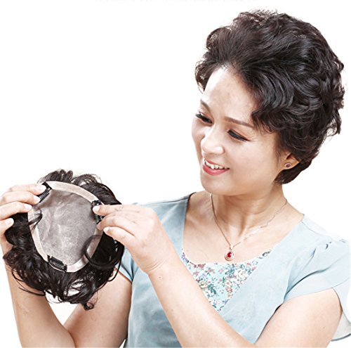 Yair Yangtze - Decoración de pelo humano 100% real, 20,32 cm, esponjoso, ondulado, para mujer, color marrón oscuro 12 x 12,7 cm