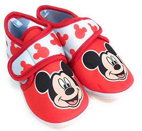 Zapatillas Mickey Mouse de Estar por Casa - Zapatillas Disney Mickey Mouse Niños Pantuflas Media Bota Velcro (Numeric_27)
